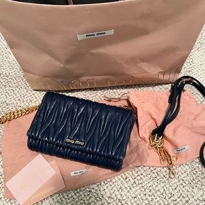 Miu Miu Flap Crossbody Navy